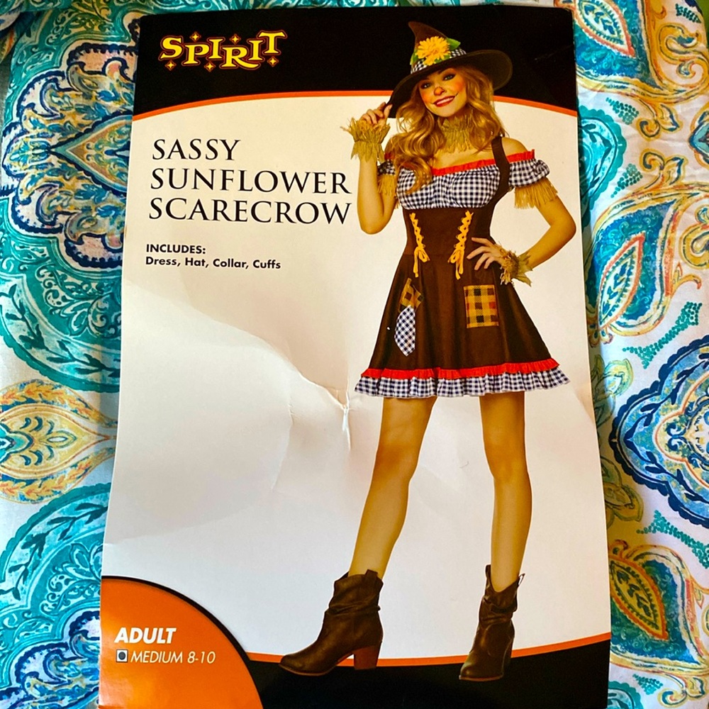 Sassy Sunflower Scarecrow Halloween Costume Size M 8-10